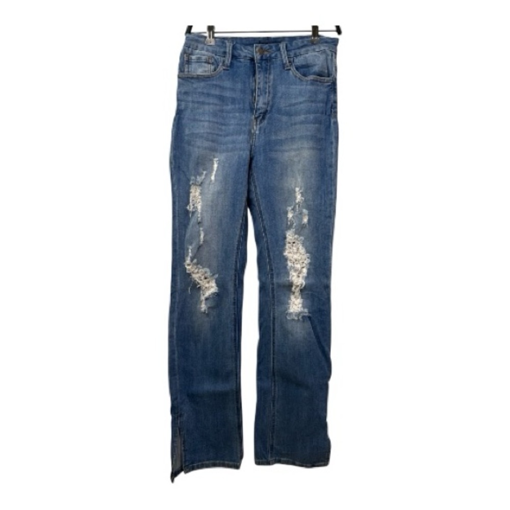 Fashion Nova Distressed Straight-Leg Jeans – Size 7 – Excellent Condition - Picture 3 of 15